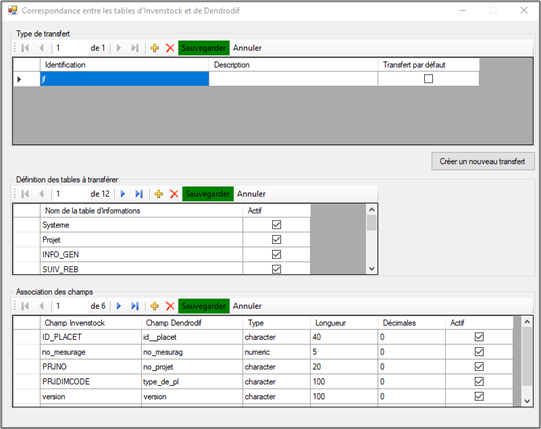 Fenêtre Correspondance entre les tables