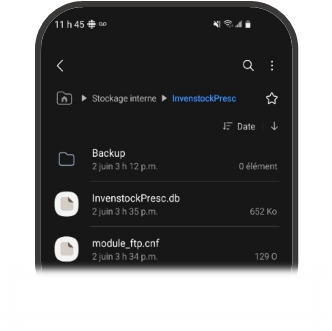 Écran Module FTP dans le carnet mobile