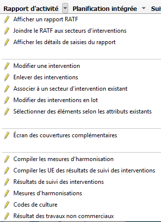 Capture d’écran – Menu Rapport d’activité