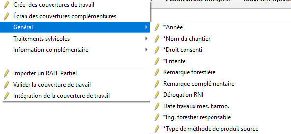 Capture d’écran – Menu Général